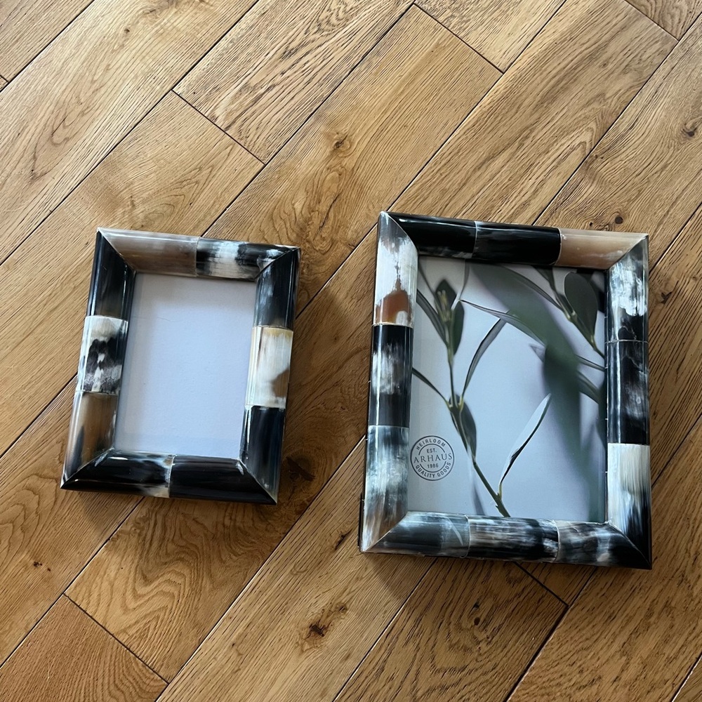 Arhaus Beige Tote Bag and two tabor horn frames